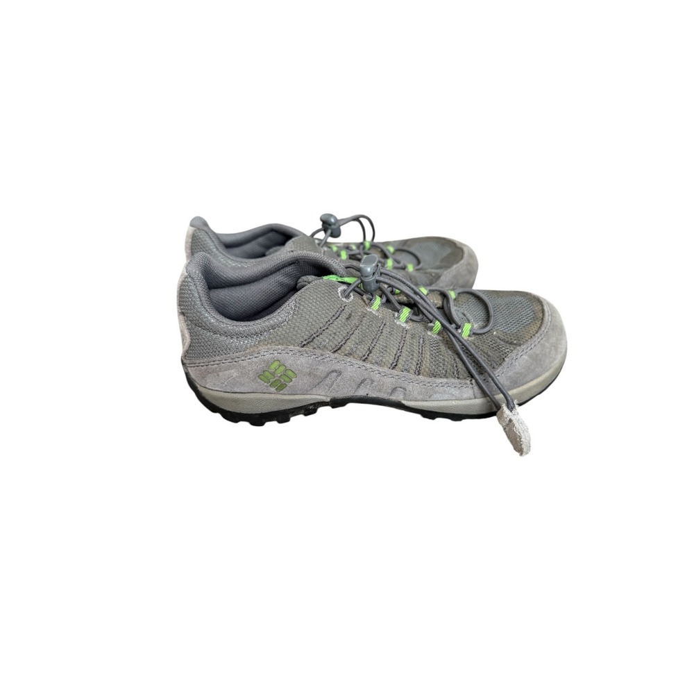 Columbia Kids Omni-Grip Hiking Shoes Sz 12 GreyGreen Bungee Trail Sneakers Youth